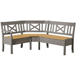 maison bleue Truheneckbank massiv Florian - grau - Materialmix - 93 cm | Möbel Kraft