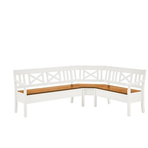 maison bleue Truheneckbank massiv Florian - weiß - Materialmix - 214 cm - 93 cm - cm 171,0 | Möbel Kraft