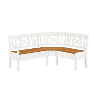 maison bleue Truheneckbank massiv Florian - weiß - Materialmix - 93 cm | Möbel Kraft