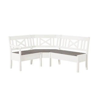 maison bleue Truheneckbank massiv Florian - weiß - Materialmix - 93 cm | Möbel Kraft