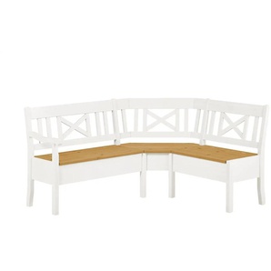 maison bleue Truheneckbank massiv Florian - weiß - Materialmix - 93 cm | Möbel Kraft