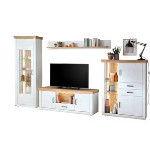 maison bleue Wohnwand Zara - weiß - Materialmix - 331 cm - 205 cm - cm 50,0 | Möbel Kraft