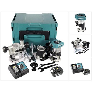 Makita - drt 50 RT1J X2 18 v Li-Ion Akku Brushless Multifunktionsfräse im Makpac inkl. Fräsmodule + 1x 5,0 Akku + Ladegerät