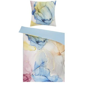 indigo Mako-Satin Wende-Bettwäsche Oil Whirl - mehrfarbig - Materialmix - 155 cm | Möbel Kraft