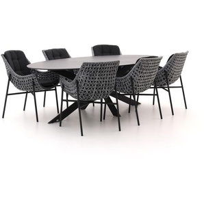 Manifesto Novara/Furato ellips 240 cm Gartenmöbel-Set 7-teilig
