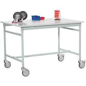 Manuflex Beistelltisch Mobil BasisPVC Hellgrau 1.000 x 600 x 850 mm 1042583
