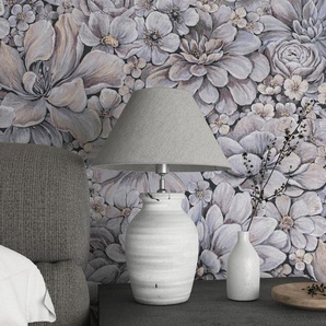 MARBURG Vliestapete Flower Tapeten Blattmotiv moderne Vliestapete für Wohnzimmer Schlafzimmer Küche Gr. B/L: 0,53 m x 10,05 m, Rollen: 1 St., lila Vliestapeten