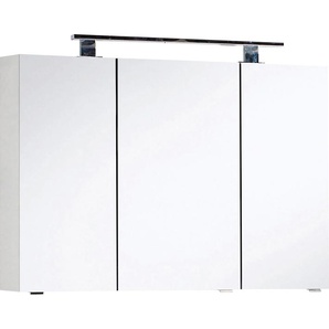Spiegelschrank MARLIN 3400 Basic Schränke Gr. B/H/T: 100 cm x 73,4 cm x 13,2 cm, 3 St., weiß (weiß matt) Bad-Spiegelschränke Breite 100 cm