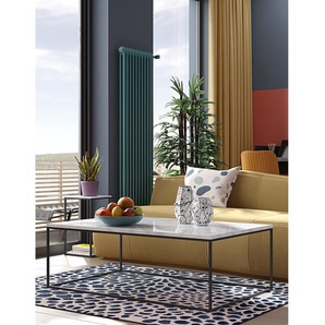 Marmor-Couchtisch Teilmontiert 120cm Weiß/Weiß/Schwarz