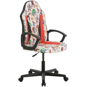 Marvel Gamingstuhl Marvel, Mehrfarbig, Rot, Schwarz, Weiß, Kunststoff, Textil, Graphik, Drehkreuz, 60x98.5-108x63.6 cm, Typenauswahl, inklusive