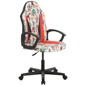 Marvel Gamingstuhl Marvel, Mehrfarbig, Rot, Schwarz, Weiß, Kunststoff, Textil, Graphik, Drehkreuz, 60x98.5-108x63.6 cm, Typenauswahl, inklusive