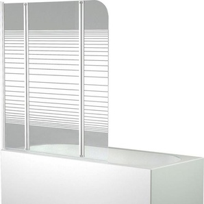 Marwell Badewannenfaltwand White Stripes, Einscheibensicherheitsglas, (3 tlg), mit Sichtschutz, Breite: 125 cm