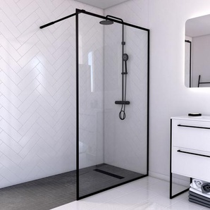 Marwell City Duschwand - 120 x 200 cm - schwarz - Begehbare Dusche - Walk-In - Duschabtrennung- schwarze Duschwand