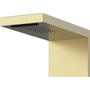 Marwell Duschsäule Essenza gold, Höhe 125 cm, Edelstahl Regendusche, 125x20 cm