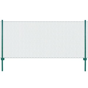 Maschendrahtzaun mit Pfosten Stahl 25 x 0,75 m Grün