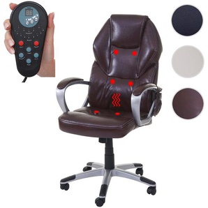 Massage-Bürostuhl HWC-A69, Drehstuhl Chefsessel, Heizfunktion Massagefunktion Kunstleder ~ bordeaux