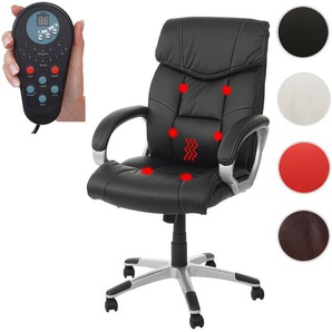 Massage-Bürostuhl HWC-A71, Drehstuhl Chefsessel, Heizfunktion Massagefunktion Kunstleder ~ schwarz