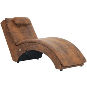 Massage Chaiselongue mit Kissen Braun Wildleder-Optik vidaXL