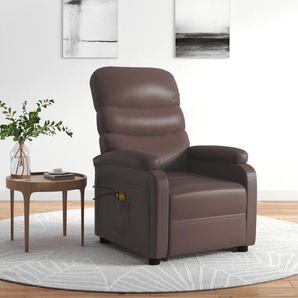 Massagesessel mit Aufstehhilfe Braun Kunstleder