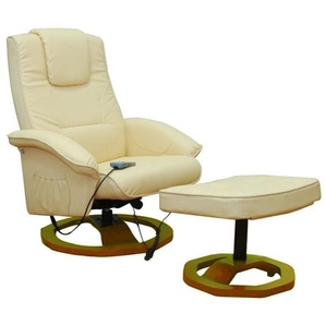 Massagesessel mit Fußhocker Creme Kunstleder