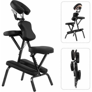 Massagestuhl klappbar, Tattoostuhl höhenverstellbar, Therapiestuhl tragbar, Klappmassagestuhl mit Tragetasche, schwarz - Costway