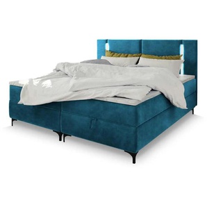 MASSENO Boxbett mit Bettkasten - blau - Materialmix - 140 cm - 108 cm | Möbel Kraft