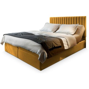 MASSENO Boxbett mit Bettkasten - gelb - Materialmix - 180 cm - 98 cm | Möbel Kraft