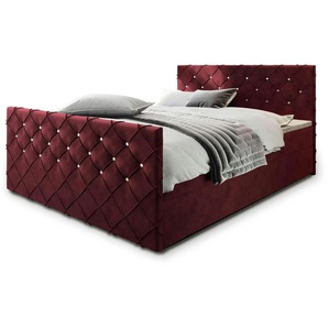MASSENO Boxbett mit Bettkasten - rot - Materialmix - 180 cm - 98 cm | Möbel Kraft