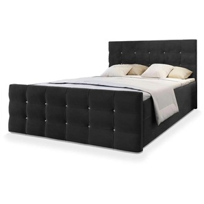 MASSENO Boxbett mit Bettkasten Slat ¦ schwarz ¦ Maße (cm): B: 160 H: 98
