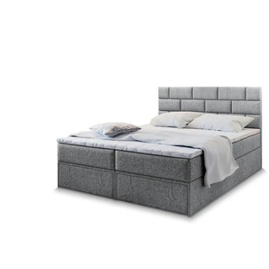 MASSENO Boxbett mit Bettkasten und 2 Schubladen - grau - Materialmix - 140 cm - 98 cm | Möbel Kraft