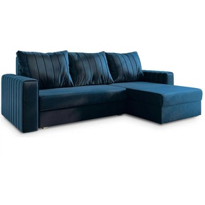 MASSENO Ecksofa mit Schlaffunktion Carl ¦ blau ¦ Maße (cm): B: 236 H: 85