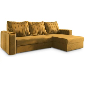 MASSENO Ecksofa mit Schlaffunktion Carl - gelb - Materialmix - 236 cm - 85 cm | Möbel Kraft