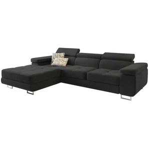 MASSENO Ecksofa mit Schlaffunktion Elma - schwarz - Materialmix - 280 cm - 90 cm | Möbel Kraft