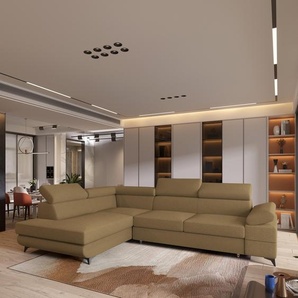 Masseno Ecksofa FAVIEN L-S mit Schlaffunktion L-Form, Sofa mit Bettkasten, Wohnzimmersofa, Couch, Soffa, Bettsofa, Couchgarnitur- Orange, QUELLE 17 FAVIEN L-S QUELLE 17