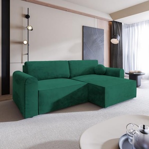 Masseno Ecksofa FIANO M mit Schlaffunktion L-Form, Sofa mit Bettkasten, Wohnzimmersofa, Couch, Soffa, Bettsofa, Couchgarnitur- Grün, MONOLITH 37 FIANO M MONOLITH 37