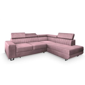 MASSENO Ecksofa mit Schlaffunktion Nola ¦ lila/violett ¦ Maße (cm): B: 253 H: 88