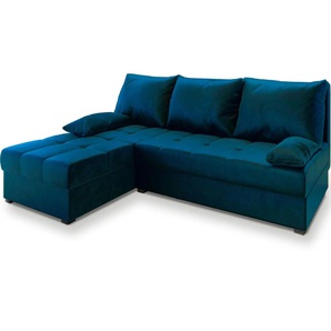 MASSENO Ecksofa mit Schlaffunktion Rita ¦ blau ¦ Maße (cm): B: 200 H: 85