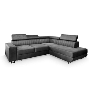 MASSENO Ecksofa mit Schlaffunktion Nola ¦ grau ¦ Maße (cm): B: 253 H: 88