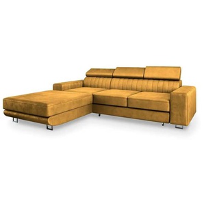 MASSENO Ecksofa mit Schlaffunktion Noto ¦ gelb ¦ Maße (cm): B: 267 H: 89