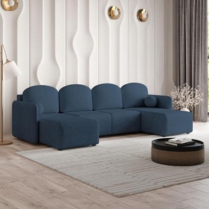 Masseno Ecksofa NUBERO mit Schlaffunktion U-Form, Sofa mit Bettkasten, Wohnzimmersofa, Couch, Soffa, Bettsofa, Couchgarnitur- Blau, NEVE 77 NUBERO NEVE 77