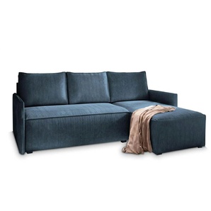 MASSENO Ecksofa mit Schlaffunktion Perusi ¦ blau ¦ Maße (cm): B: 206 H: 85