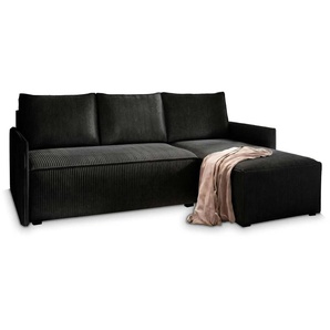 MASSENO Ecksofa mit Schlaffunktion Perusi ¦ schwarz ¦ Maße (cm): B: 206 H: 85