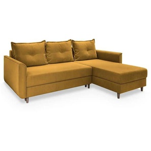 MASSENO Ecksofa mit Schlaffunktion Pisan ¦ gelb ¦ Maße (cm): B: 220 H: 91