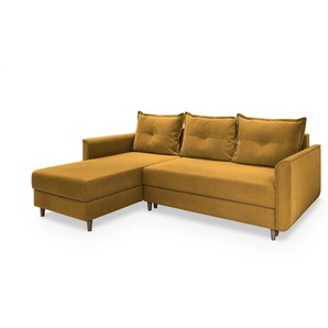 MASSENO Ecksofa mit Schlaffunktion Pisan ¦ gelb ¦ Maße (cm): B: 220 H: 91