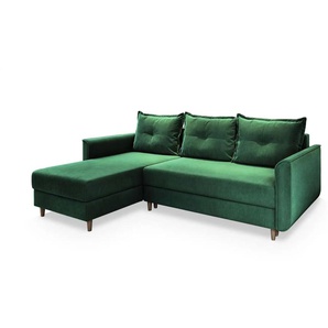 MASSENO Ecksofa mit Schlaffunktion Pisan ¦ grün ¦ Maße (cm): B: 220 H: 91