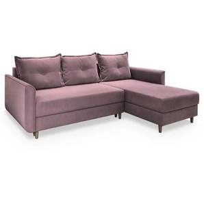 MASSENO Ecksofa mit Schlaffunktion Pisan ¦ rosa/pink ¦ Maße (cm): B: 220 H: 91