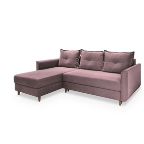 MASSENO Ecksofa mit Schlaffunktion Pisan ¦ rosa/pink ¦ Maße (cm): B: 220 H: 91