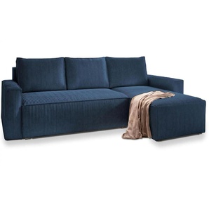 MASSENO Ecksofa mit Schlaffunktion Potaro ¦ blau ¦ Maße (cm): B: 230 H: 85