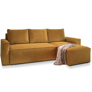 MASSENO Ecksofa mit Schlaffunktion Potaro ¦ gelb ¦ Maße (cm): B: 230 H: 85