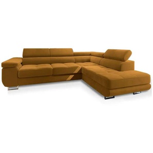 MASSENO Ecksofa mit Schlaffunktion Selva - gelb - Materialmix - 277 cm - 90 cm | Möbel Kraft